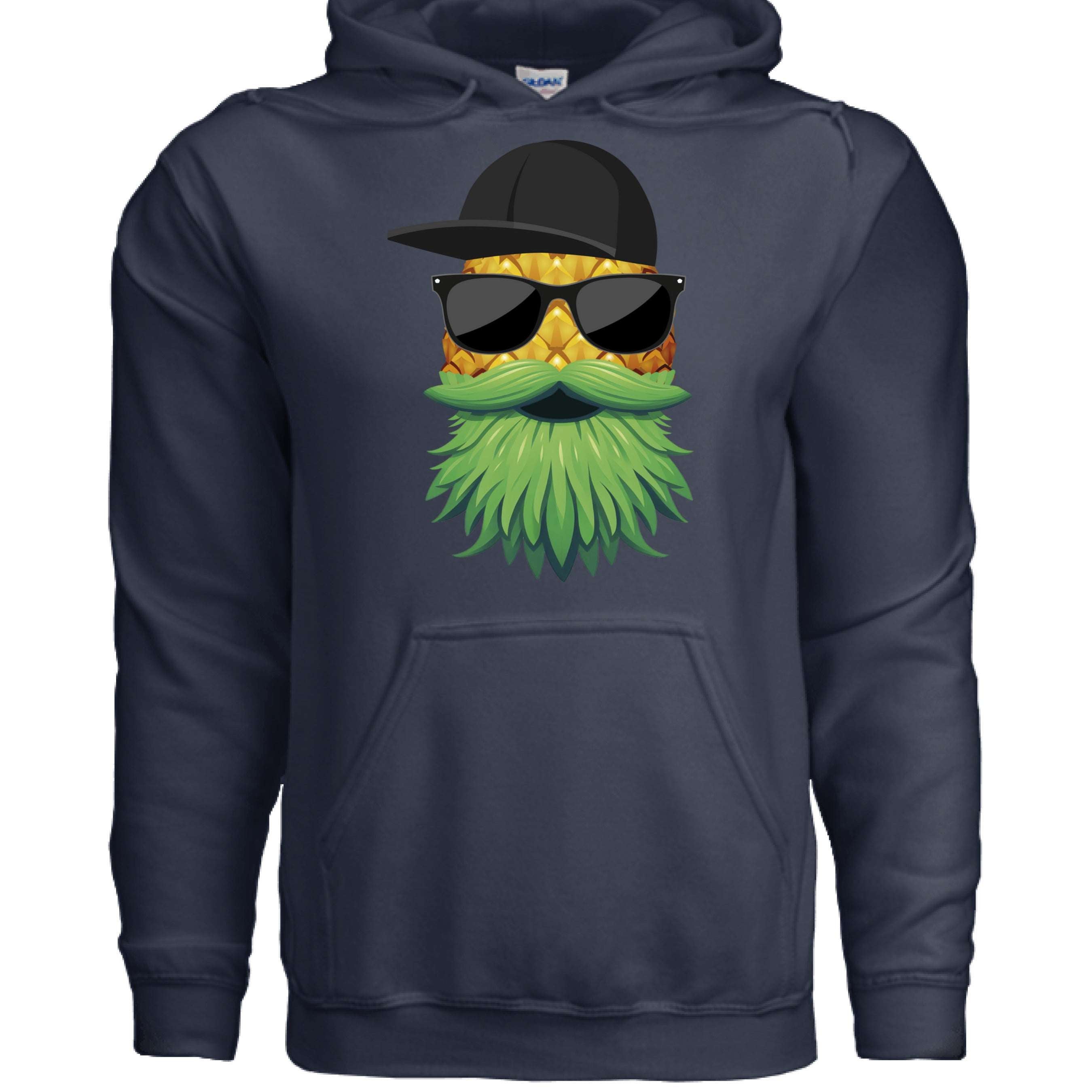 Upside Down Bearded Pineapple Hoodie featuring pineapple and beard graphic design.