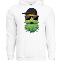 Tropical Swagger Bearded Cool Pineapple Character Hoodie WHITE - FRONT