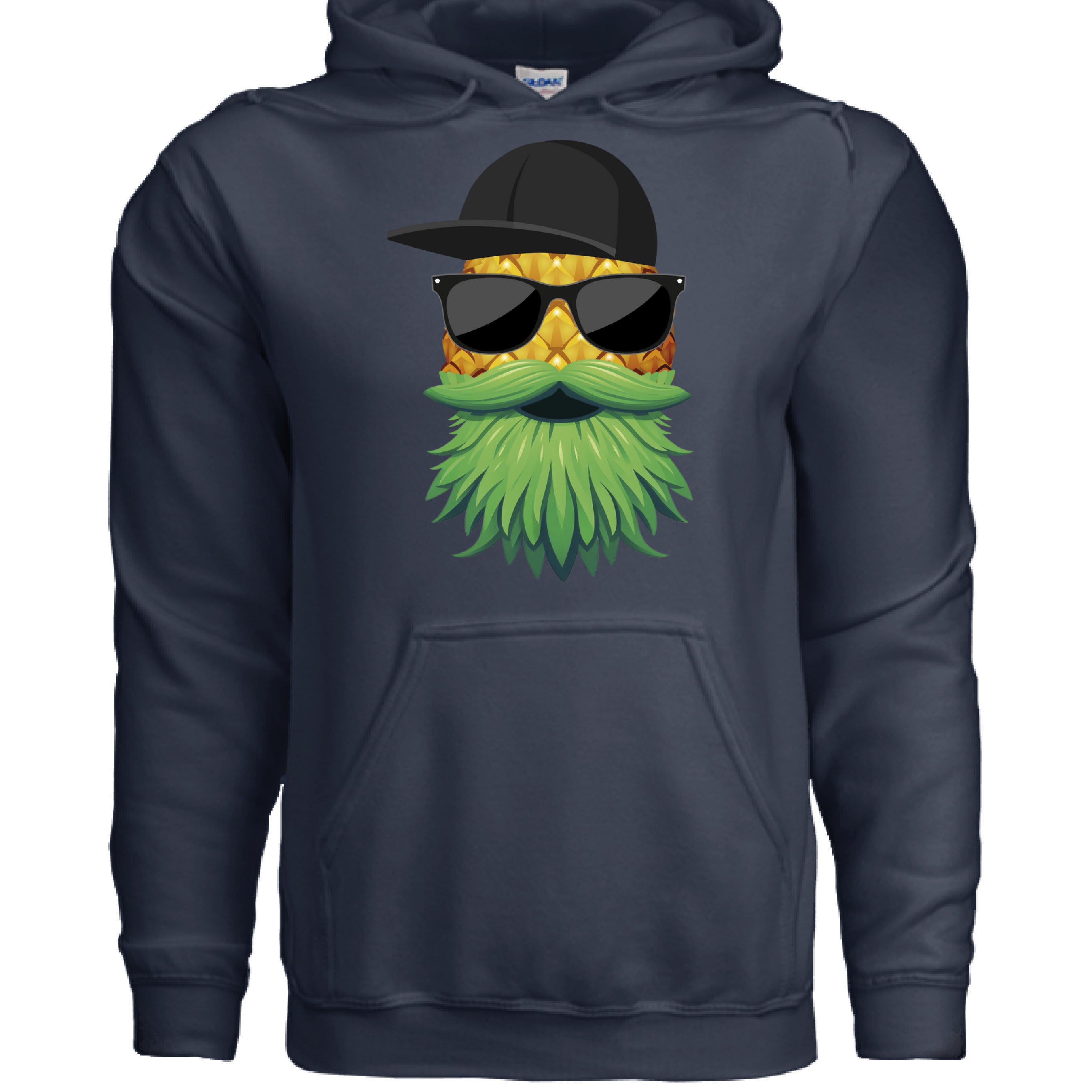 Upside Down Bearded Pineapple Hoodie featuring pineapple and beard graphic design.