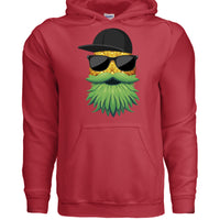 Tropical Swagger Bearded Cool Pineapple Character Hoodie RED - FRONT