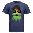 Tropical Swagger Bearded Cool Pineapple Character Tee Shirt with Leafy Beard NAVY - FRONT