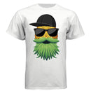 Tropical Swagger Bearded Cool Pineapple Character Tee Shirt with Leafy Beard WHITE - FRONT