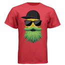 Tropical Swagger Bearded Cool Pineapple Character Tee Shirt with Leafy Beard DEEP RED - FRONT