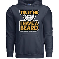 Trust Me I Have a Beard Humor Graphic Bearded Guy Hoodie NAVY - FRONT