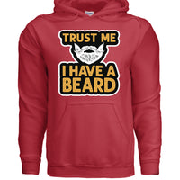 Trust Me I Have a Beard Humor Graphic Bearded Guy Hoodie RED - FRONT