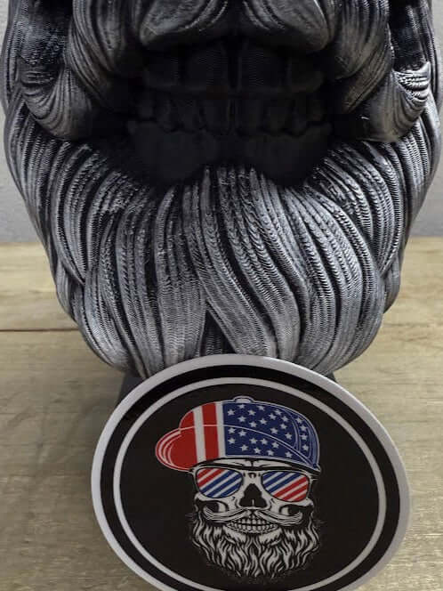 USA Bearded Skull Patriot 3 Inch Sticker