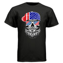 USA Bearded Skull Patriot Hanes Tee Shirt Great For 4th of July BLACK - FRONT