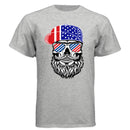 USA Bearded Skull Patriot Hanes Tee Shirt Great For 4th of July ASH - FRONT