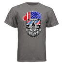 USA Bearded Skull Patriot Hanes Tee Shirt Great For 4th of July Oxford Grey - FRONT
