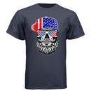 USA Bearded Skull Patriot Hanes Tee Shirt Great For 4th of July Athletic Navy - FRONT