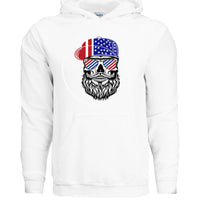 USA Bearded Skull Patriot Hoodies Great For 4th of July WHITE - FRONT