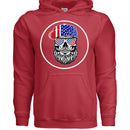 USA Bearded Skull Patriot Hoodies Great For 4th of July RED - FRONT