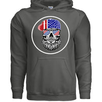 USA Bearded Skull Patriot Hoodies Great For 4th of July CHARCOAL - FRONT