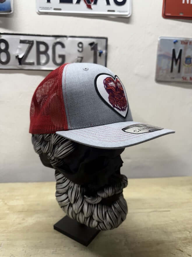 Valentine's Day Heart Skull Truck Hat front Side 4