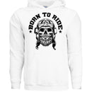 Vintage Skull Rider Hoodie Bearded Biker Art with Helmet &  Goggles WHITE - FRONT