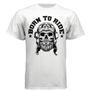 Vintage Skull Rider Tee Shirt Bearded Biker Art with Helmet & Goggles WHITE - FRONT
