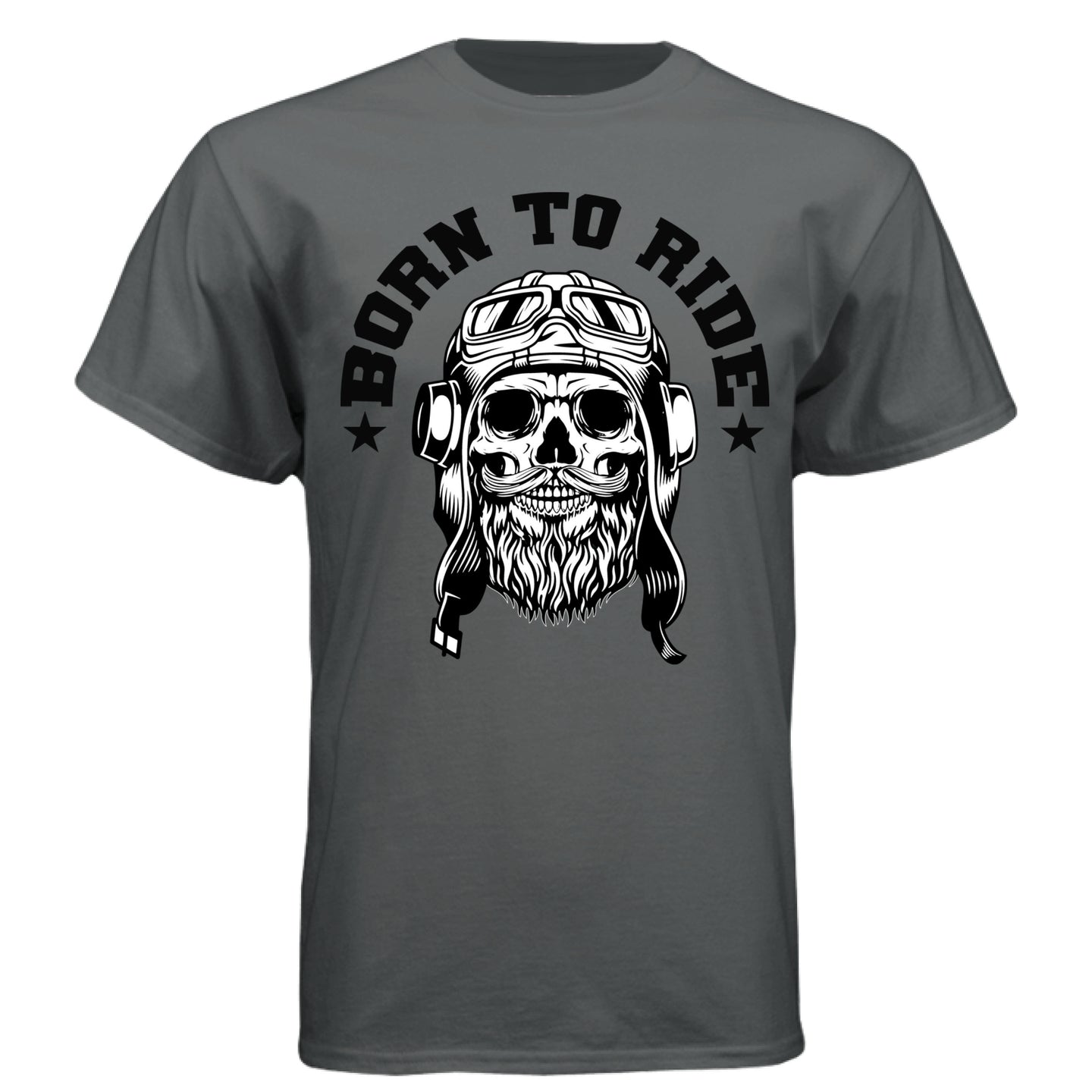 Vintage Skull Rider Tee Shirt Bearded Biker Art with Helmet & Goggles