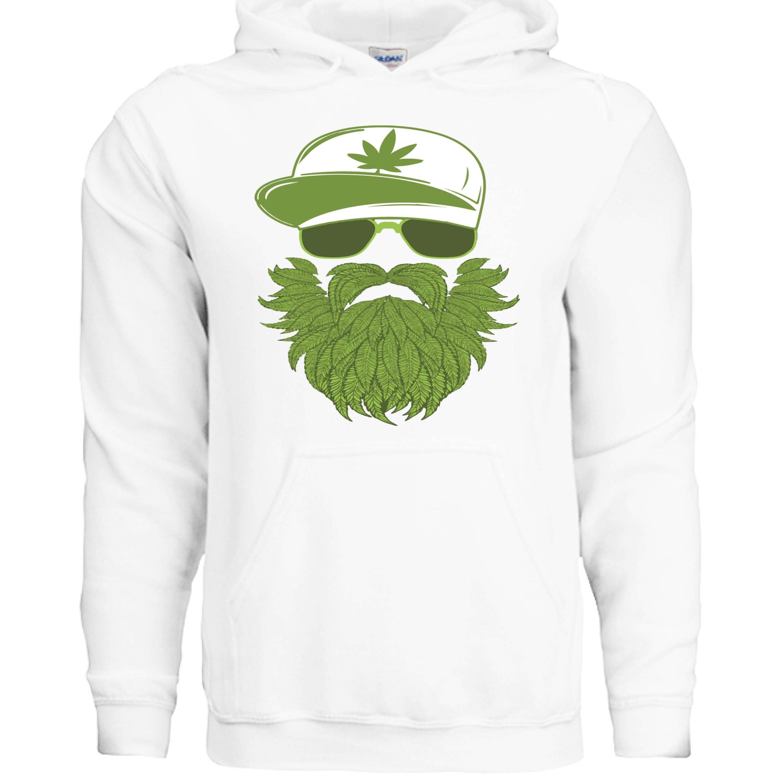 Weedman Beard Guy Hoodie – Bearded Skull Cannabis Graphic Hoodie for Chill Vibes & Bold Style WHITE - FRONT