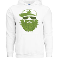 Weedman Beard Guy Hoodie – Bearded Skull Cannabis Graphic Hoodie for Chill Vibes & Bold Style WHITE - FRONT