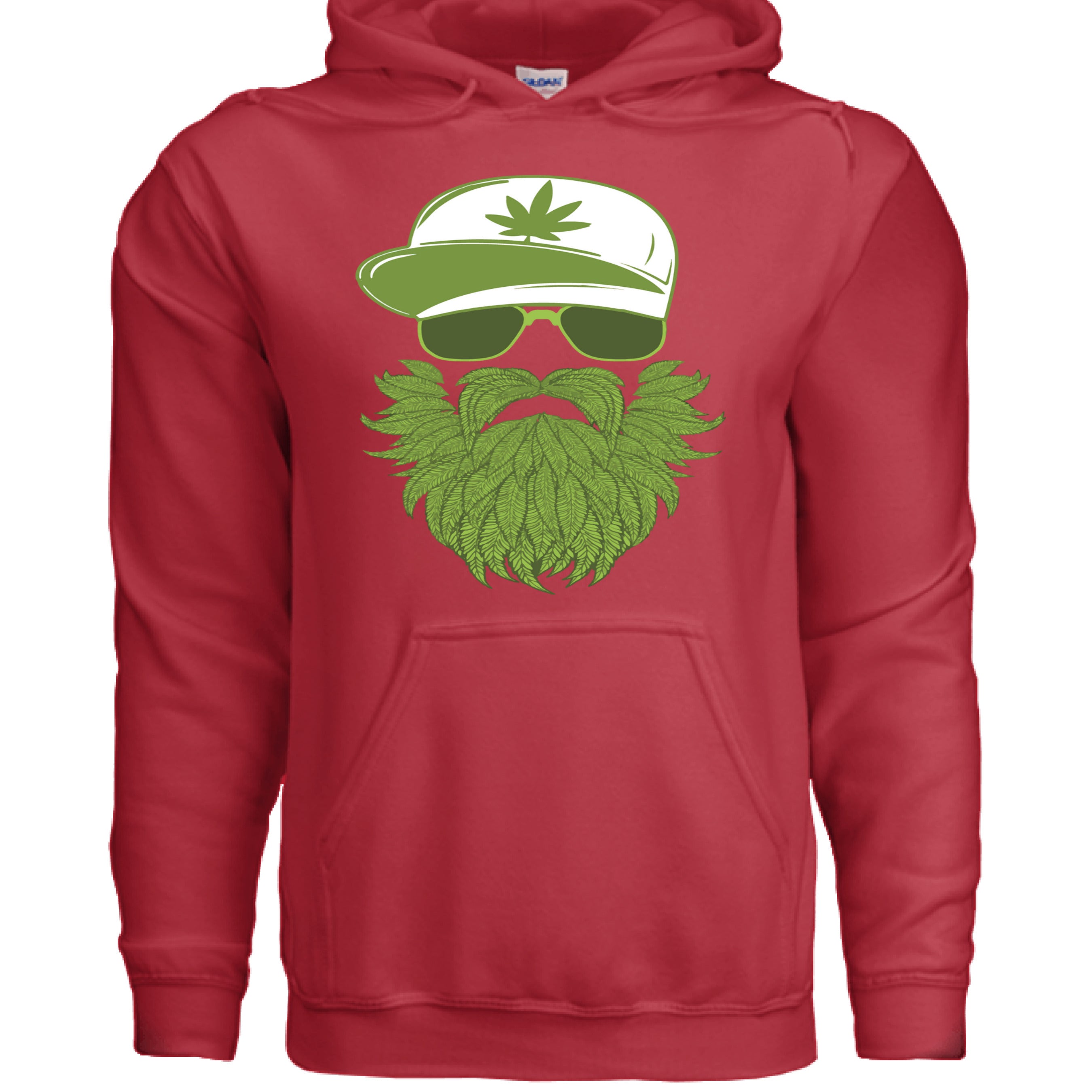 Weedman Beard Guy Hoodie – Bearded Skull Cannabis Graphic Hoodie for Chill Vibes & Bold Style  RED - FRONT