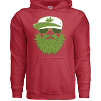 Weedman Beard Guy Hoodie – Bearded Skull Cannabis Graphic Hoodie for Chill Vibes & Bold Style  RED - FRONT