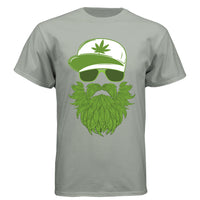 Weedman Beard Guy Tee Shirt – Bearded Skull Cannabis Graphic T-Shirt for Chill Vibes & Bold Style Stonewashed Green - FRONT