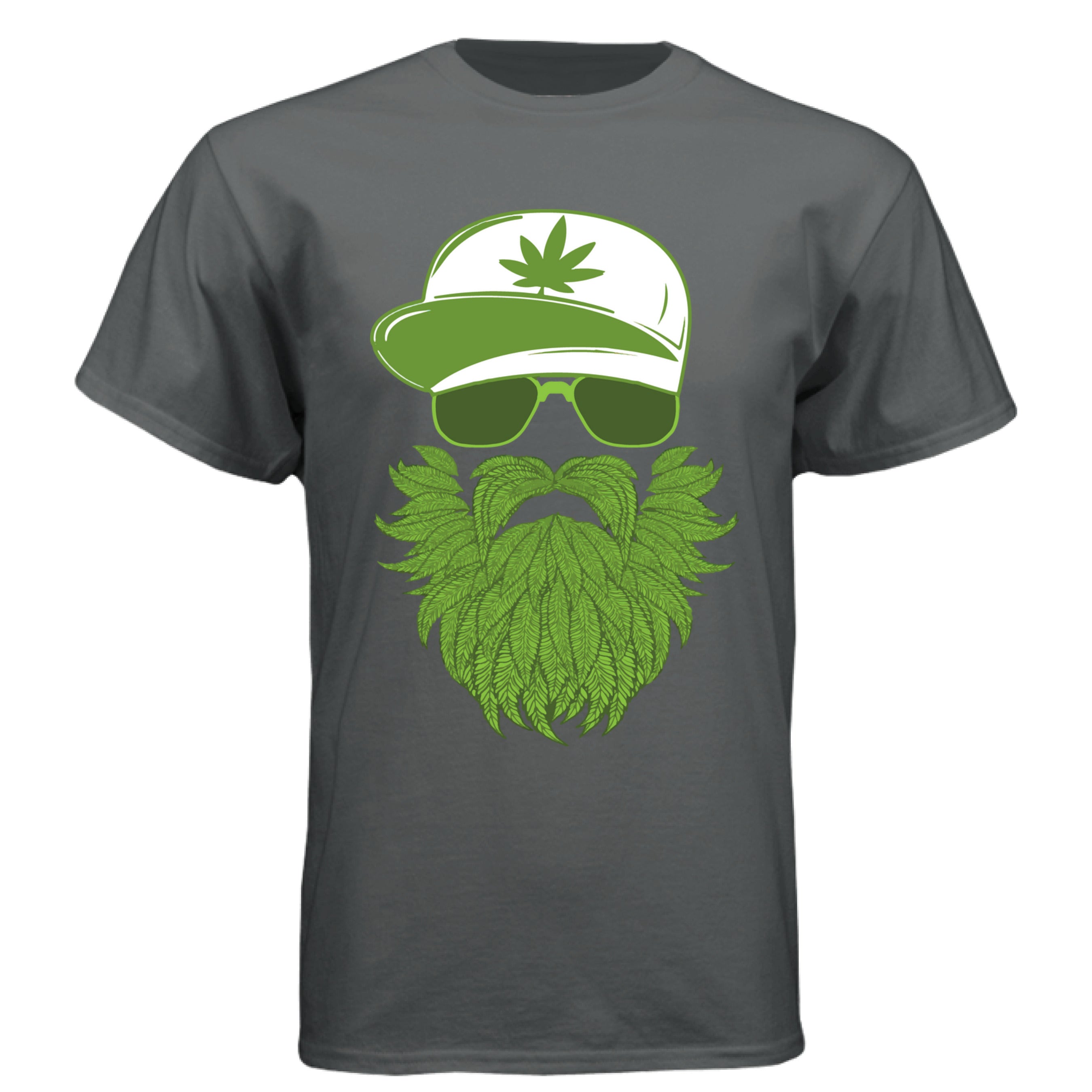 Weedman Beard Guy Tee Shirt – Bearded Skull Cannabis Graphic T-Shirt for Chill Vibes & Bold Style CHARCOAL HEATHER - FRONT