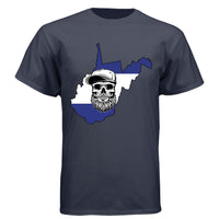 West Virginia Bearded Skull– Blue & White Striped State Outline
Athletic Navy - FRONT