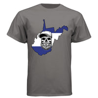 West Virginia Bearded Skull– Blue & White Striped State Outline
Oxford Grey - FRONT