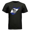 West Virginia Bearded Skull Tee – Mountain Pride Meets Bearded Power BLACK - FRONT