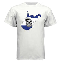 West Virginia Bearded Skull Tee – Mountain Pride Meets Bearded Power WHITE - FRONT
