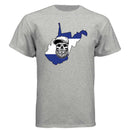 West Virginia Bearded Skull Tee – Mountain Pride Meets Bearded Power LIGHT STEEL - FRONT