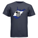 West Virginia Bearded Skull Tee – Mountain Pride Meets Bearded Power Athletic Navy - FRONT