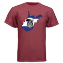 West Virginia Bearded Skull Tee – Mountain Pride Meets Bearded Power Athletic Cardinal - FRONT