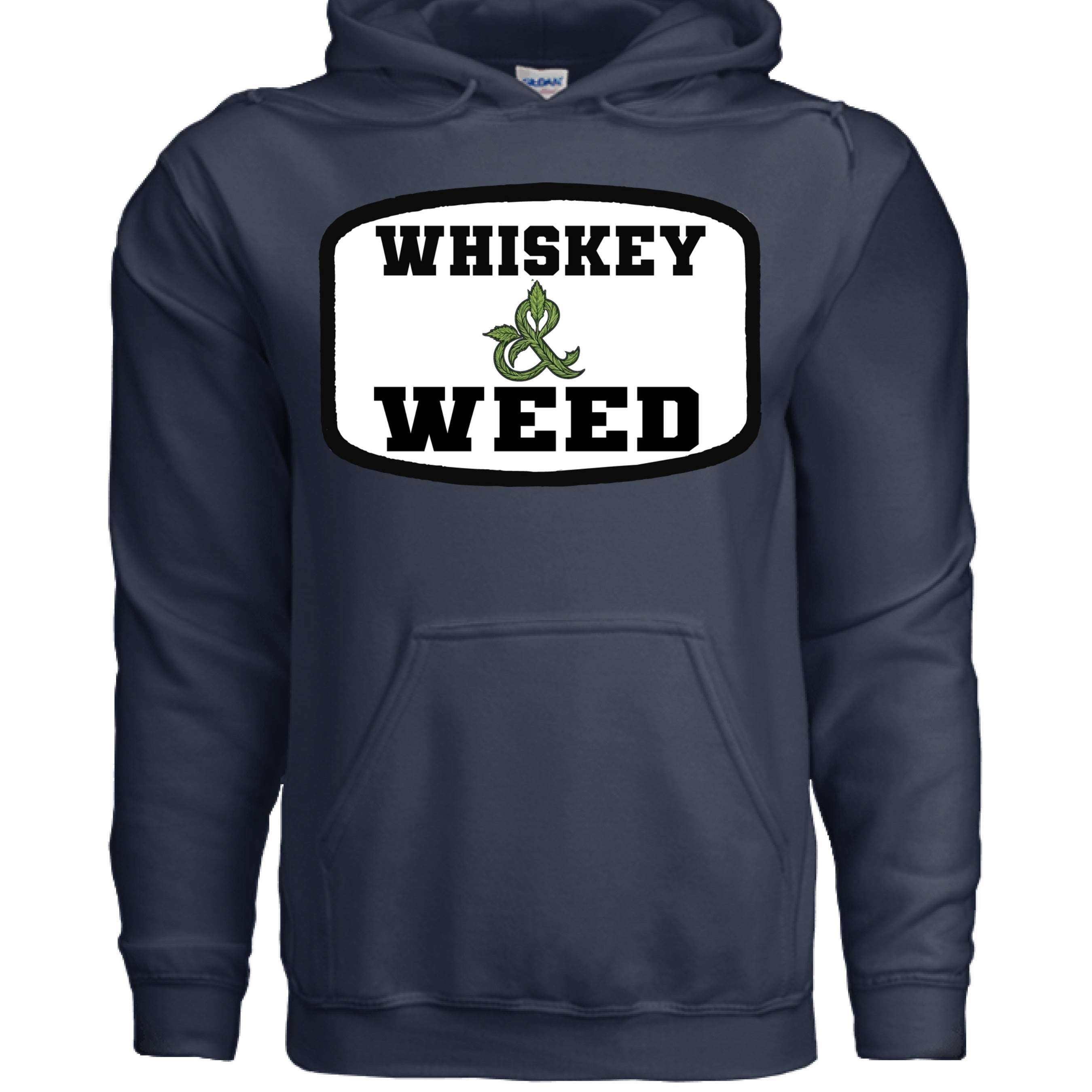 Whiskey and Weed Hanes Guys Hoodie NAVY - FRONT