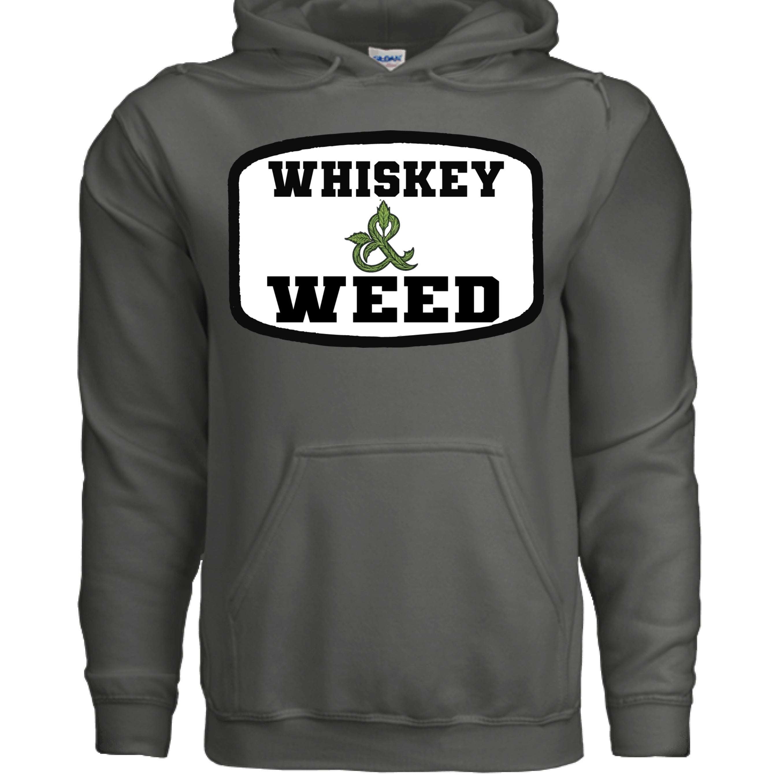 Whiskey and Weed Hanes Guys Hoodie CHARCOAL - FRONT