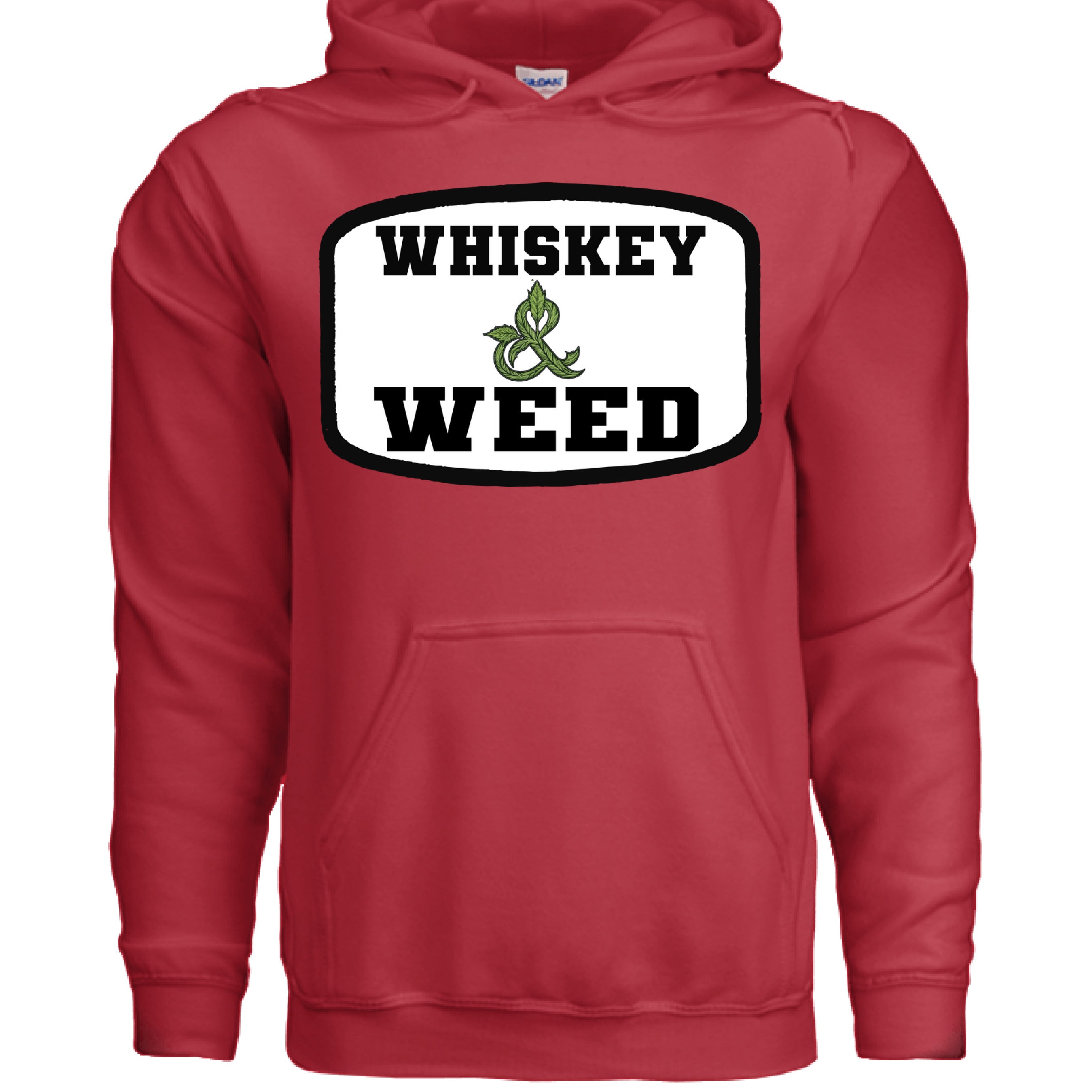 Whiskey and Weed Hanes Guys Hoodie RED - FRONT