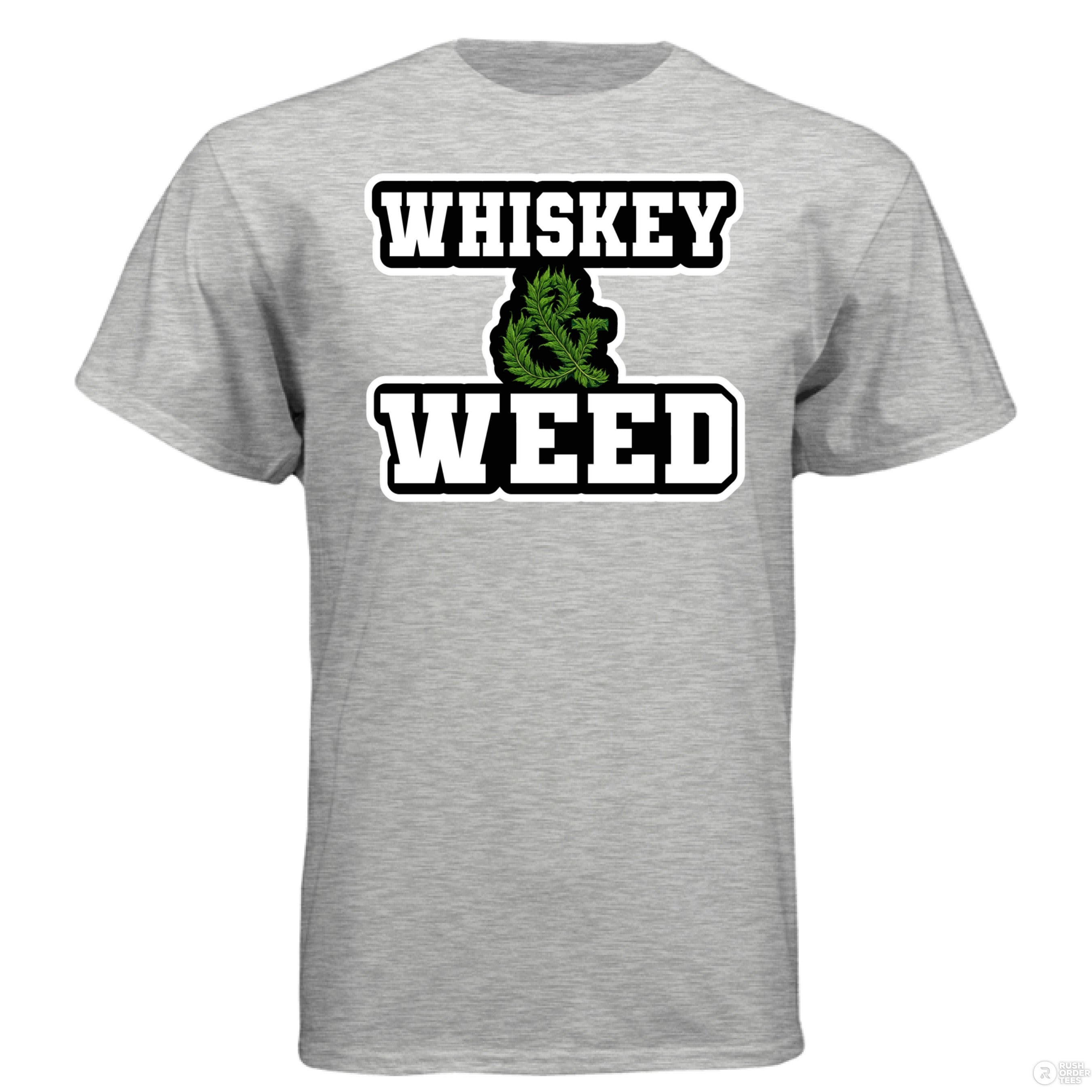 Whiskey and Weed Hanes Guys Tee Shirt ASH - FRONT
