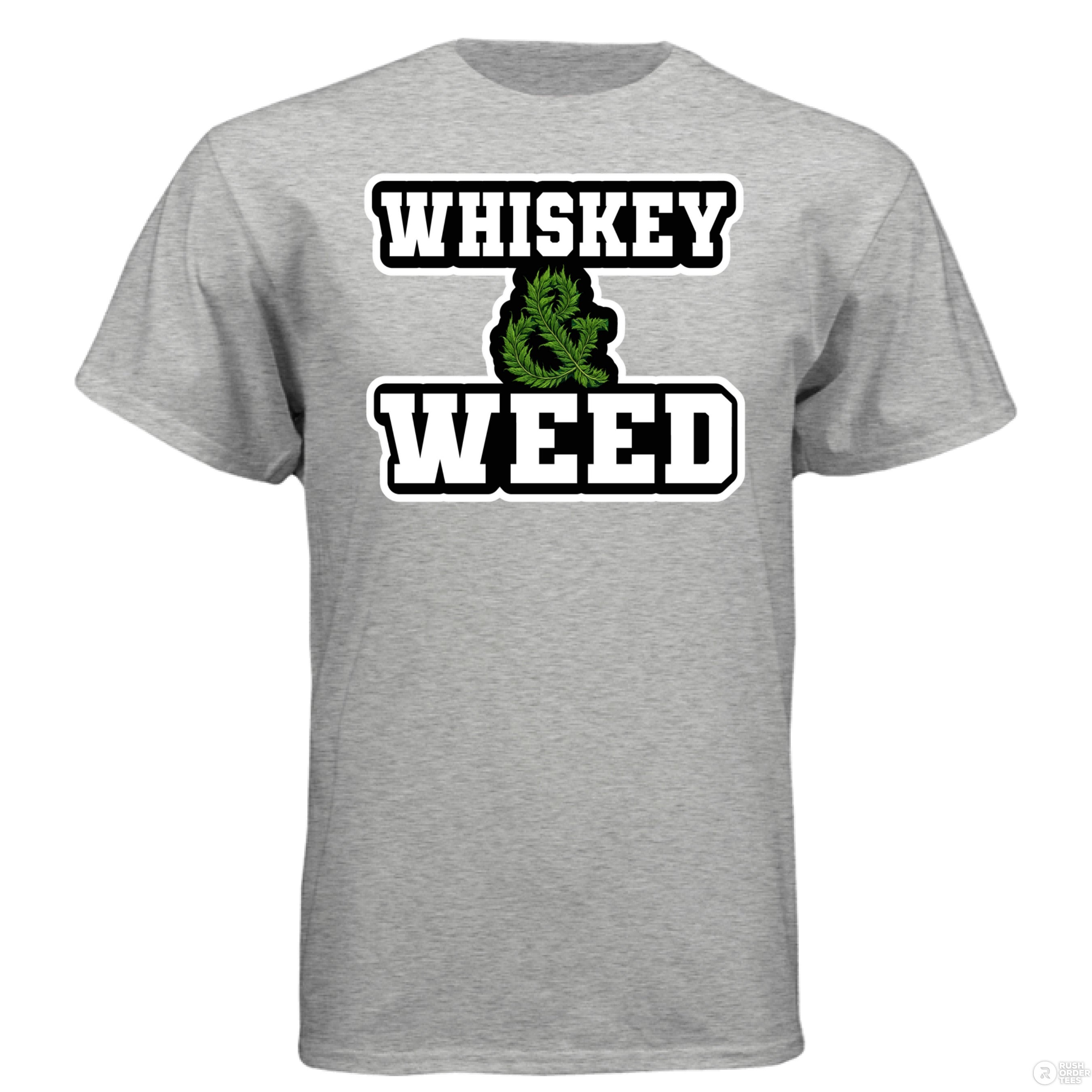 Whiskey and Weed Hanes Guys Tee Shirt LIGHT STEEL - FRONT