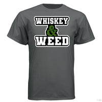 Whiskey and Weed Hanes Guys Tee Shirt CHARCOAL HEATHER - FRONT