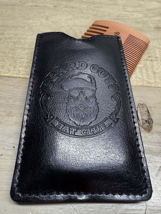 Wooden Beard Comb And Leather Case