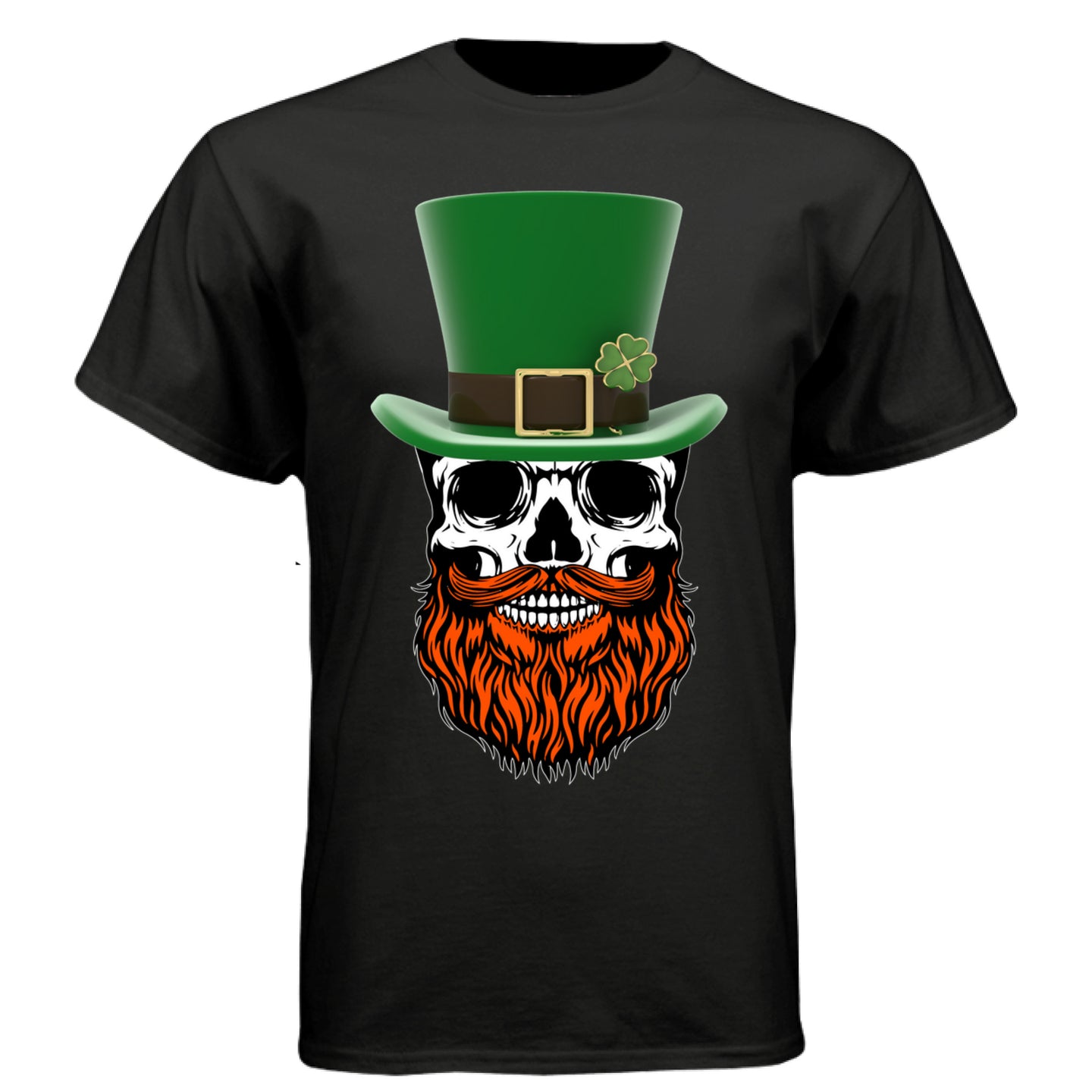 St Patty Skull Beard Guy Tee Shirt  Lucky Bearded Skull Graphic Shirt