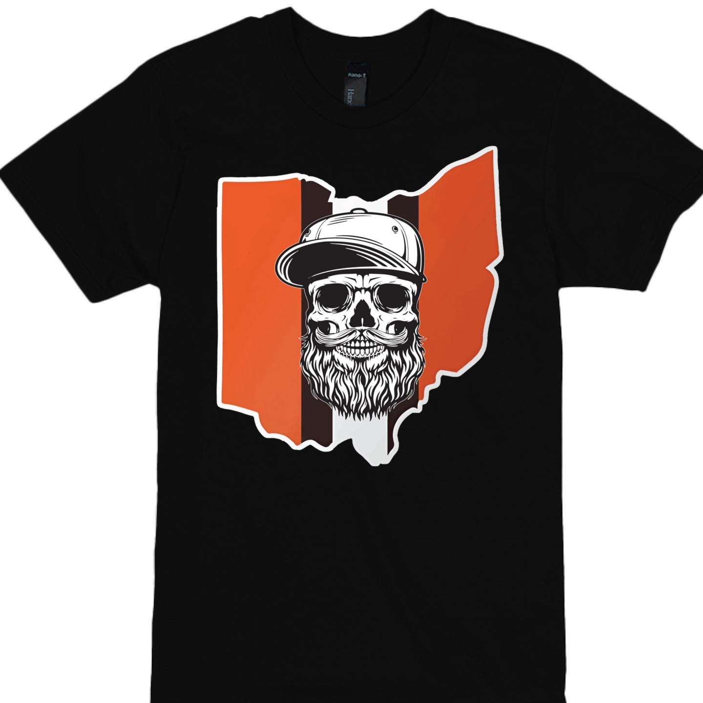 Cleveland FootBall Shirt With A Bearded Skull In Ohio Hanes Tee Shirt