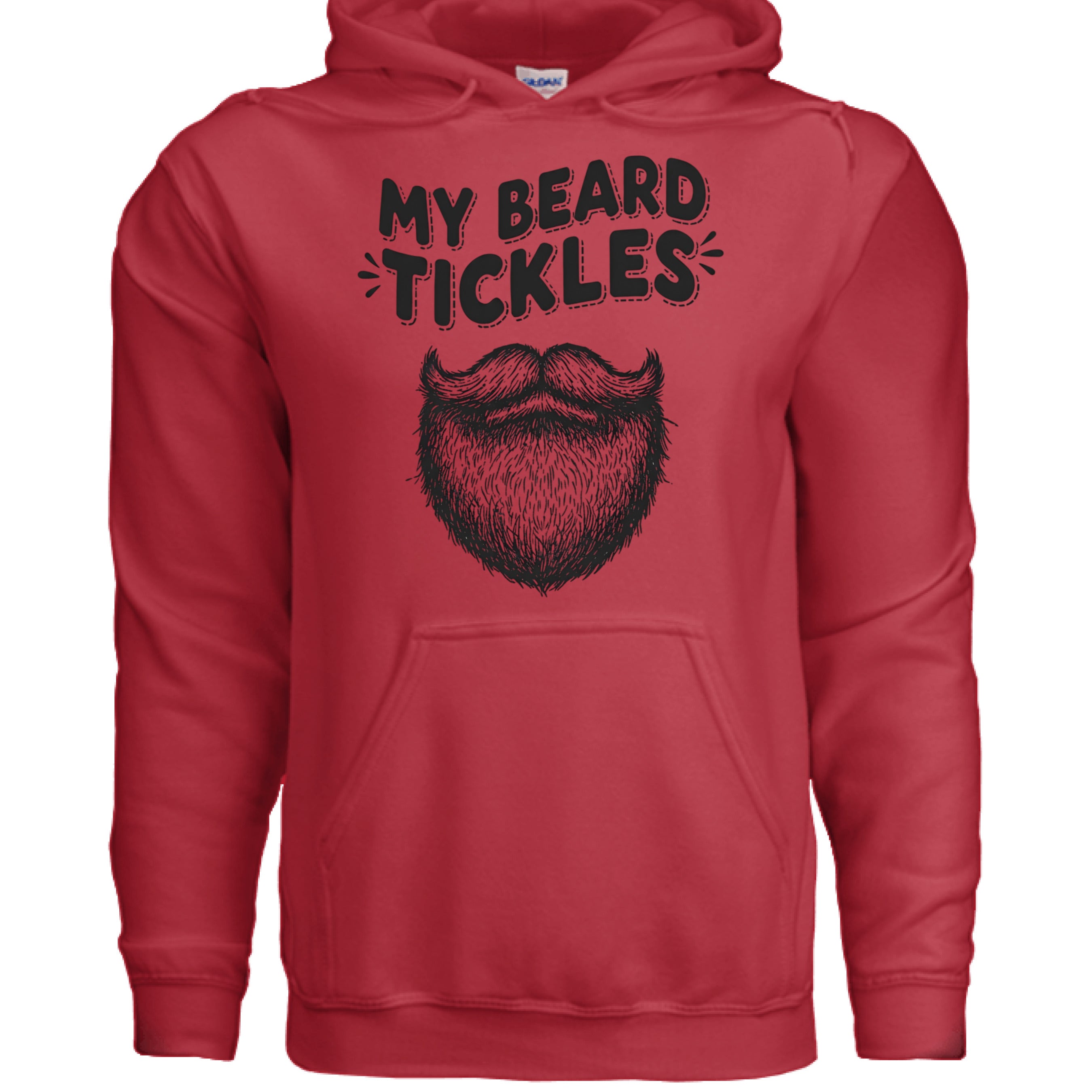 My Beard Tickles Bearded Playful Hoodie Beard Humor front view,  My Beard Tickles Bearded Playful Hoodie Beard Humor graphic detail,  My Beard Tickles Bearded Playful Hoodie side angle , Playful beard humor hoodie close up