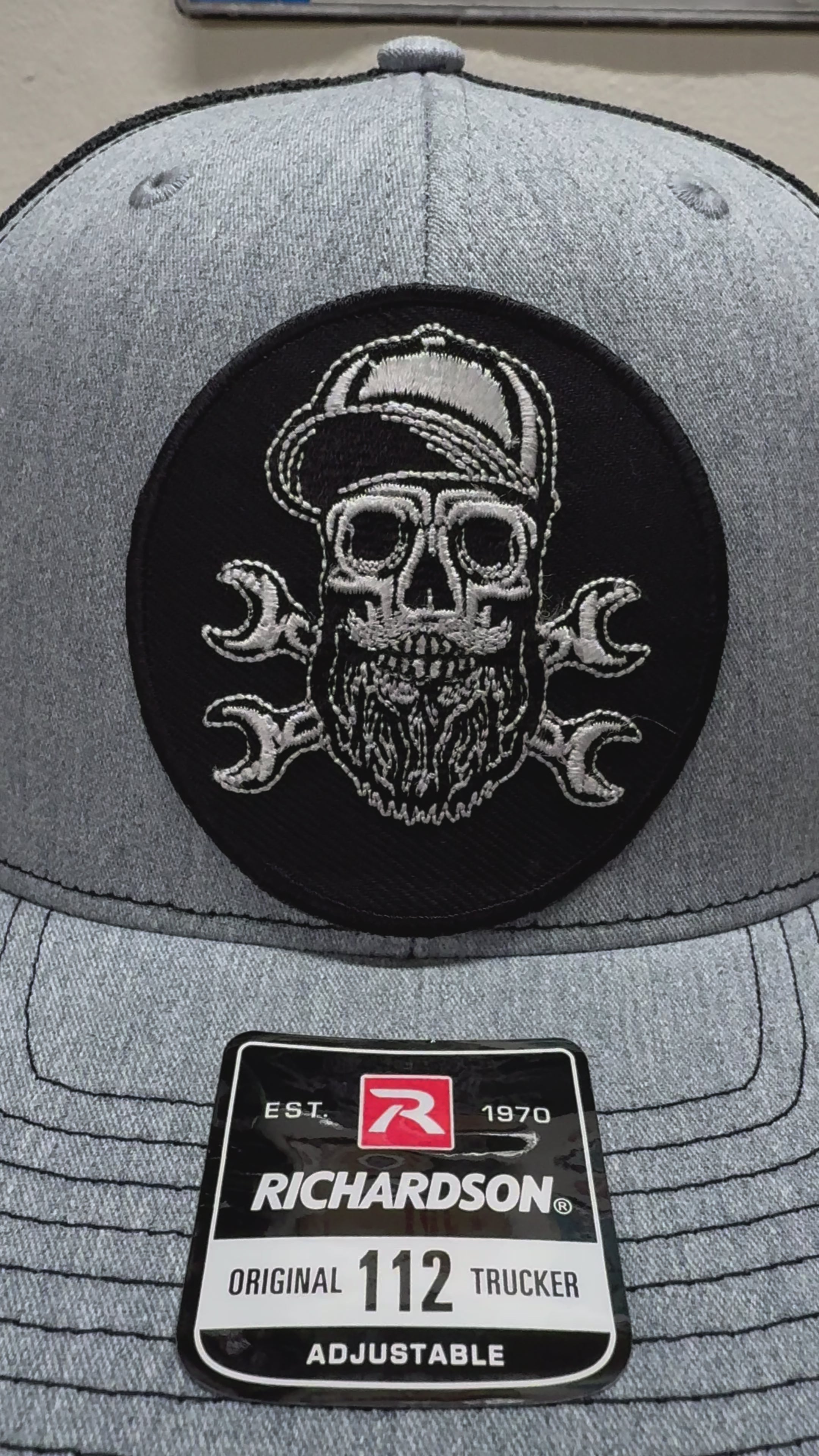 Bearded Skull Mechanic Richardson Trucker Hat For Beard Guys