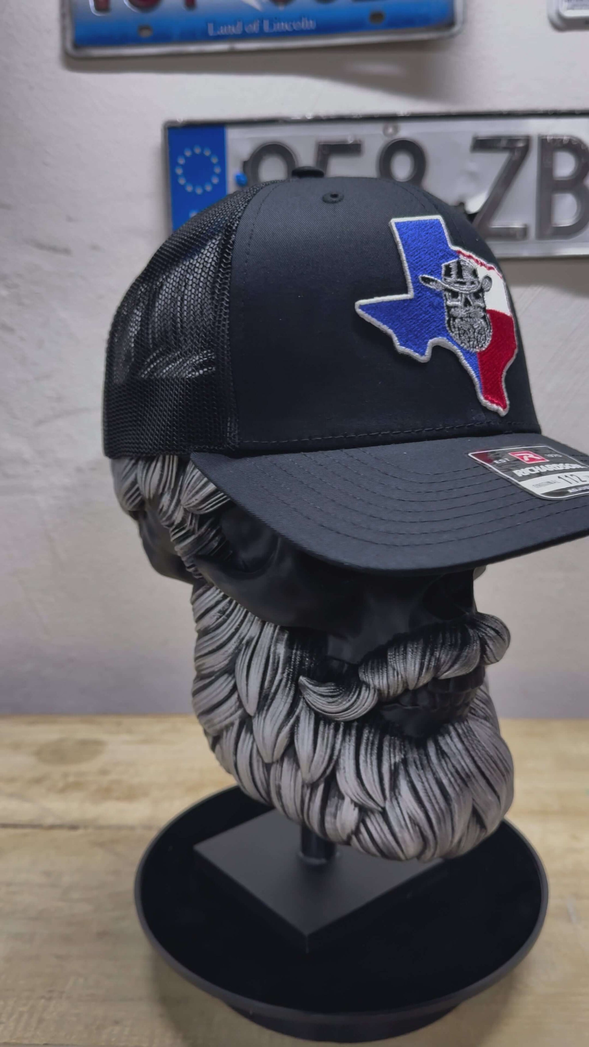 Texas Bearded Skull Cowboy Trucker Hat
