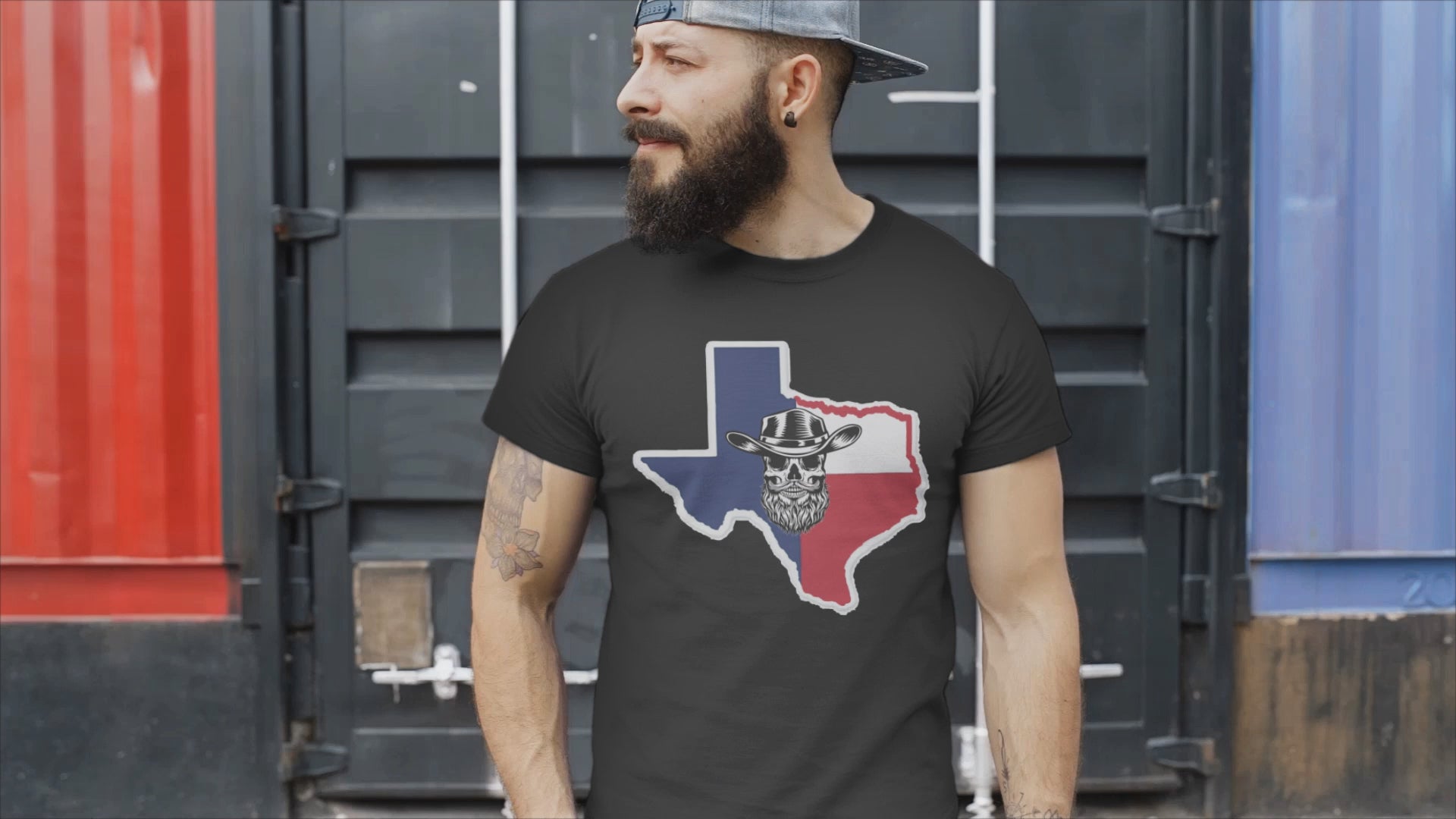 Texas Bearded Skull Cowboy T-Shirt – Rugged Style for the True Beard Man