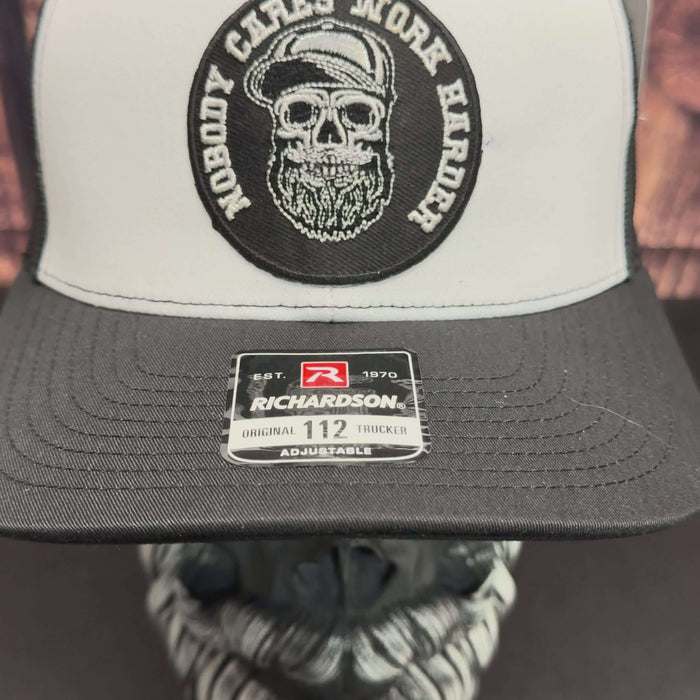 Nobody Cares Work Harder Beard Skull Richardson Trucker Hat