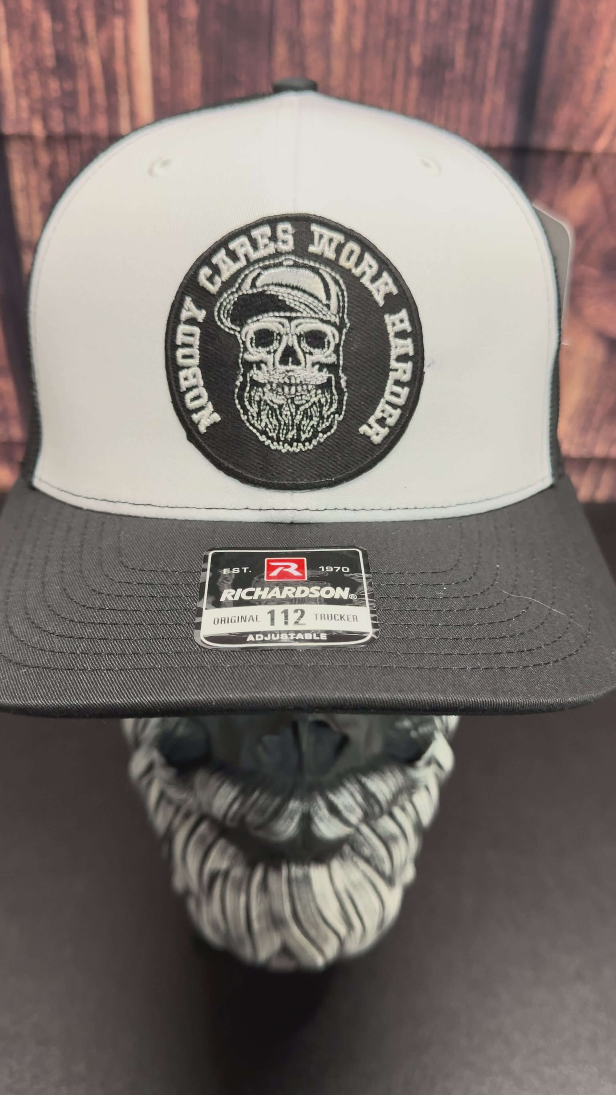 Nobody Cares Work Harder Beard Skull Richardson Trucker Hat
