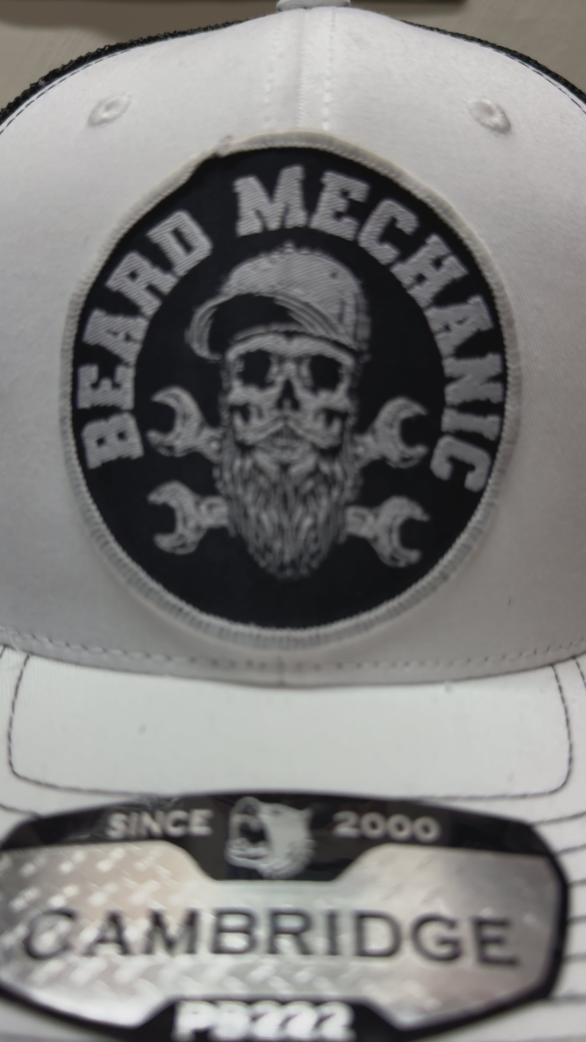 Beard Skull Embroidered Patch Mechanic Trucker Hat - Fun Gift for Beard Enthusiasts - Gift for Beard Lovers -Comes With A Free Beard Sticker (Copy)